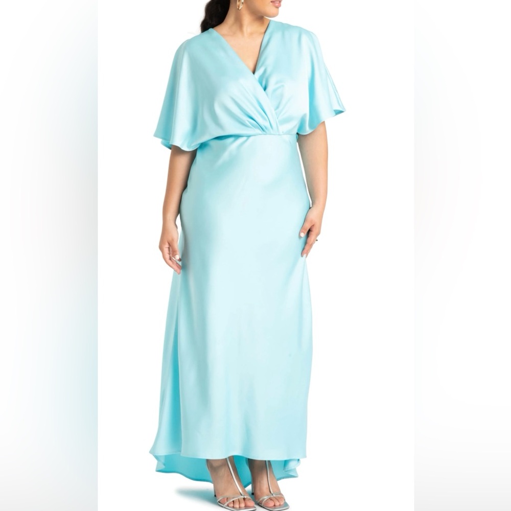 NWT ELOQUII Flutter Sleeve Satin Maxi Dress